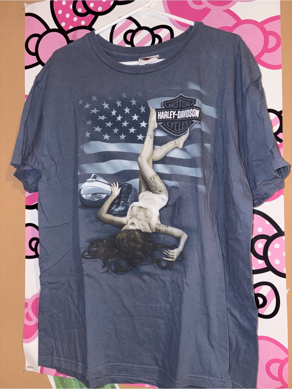 Vintage Harley-Davidson Blue/Gray Pin-Up Tee